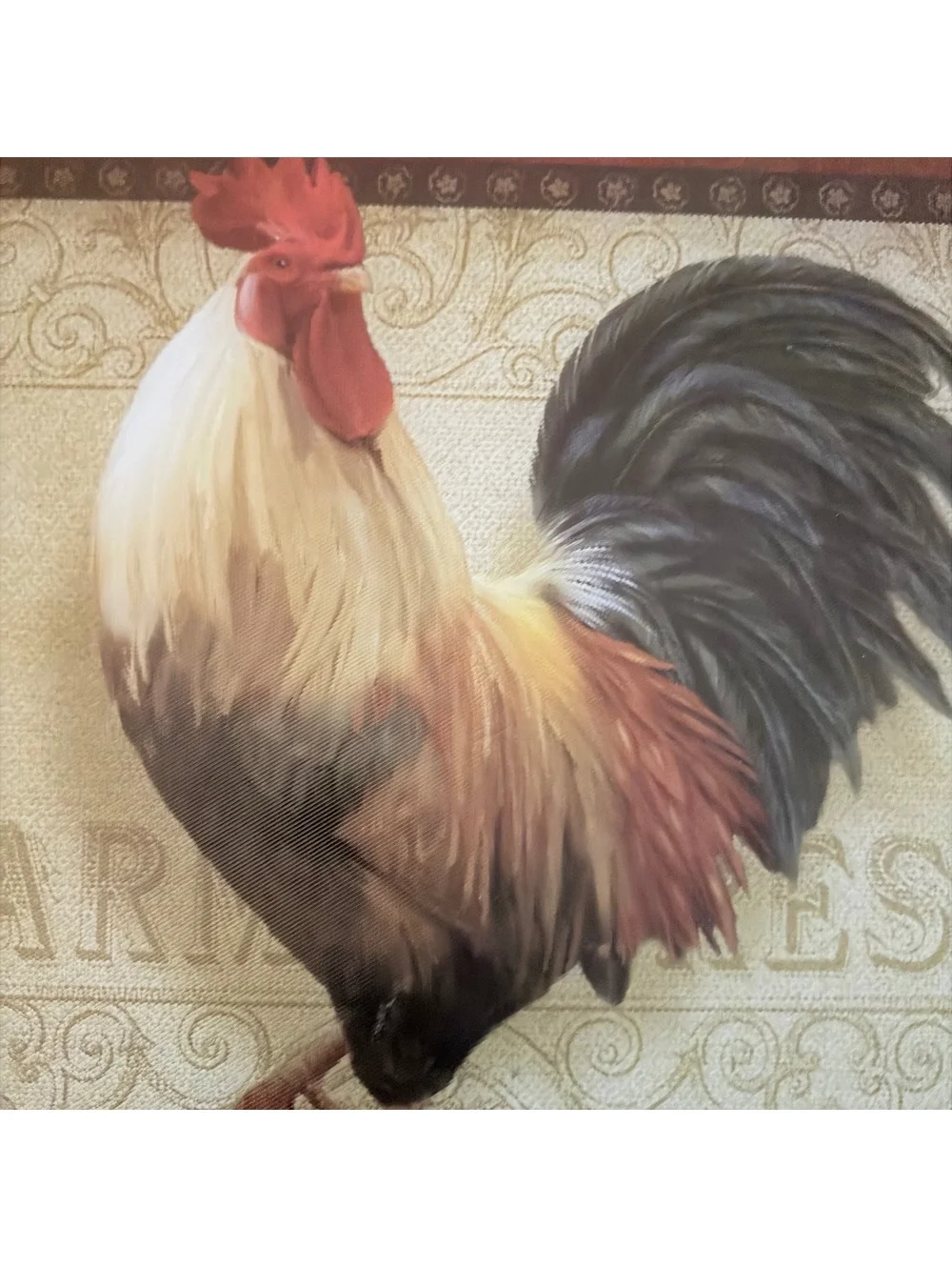 Farm Fresh Rooster Glass Cutting Board 12x16 Farmhouse Kitchen Decor
